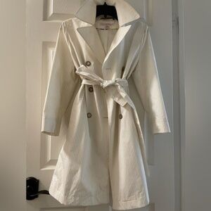Size 4-Via Spiga Trench Coat-Ivory Double Breasted, Belt